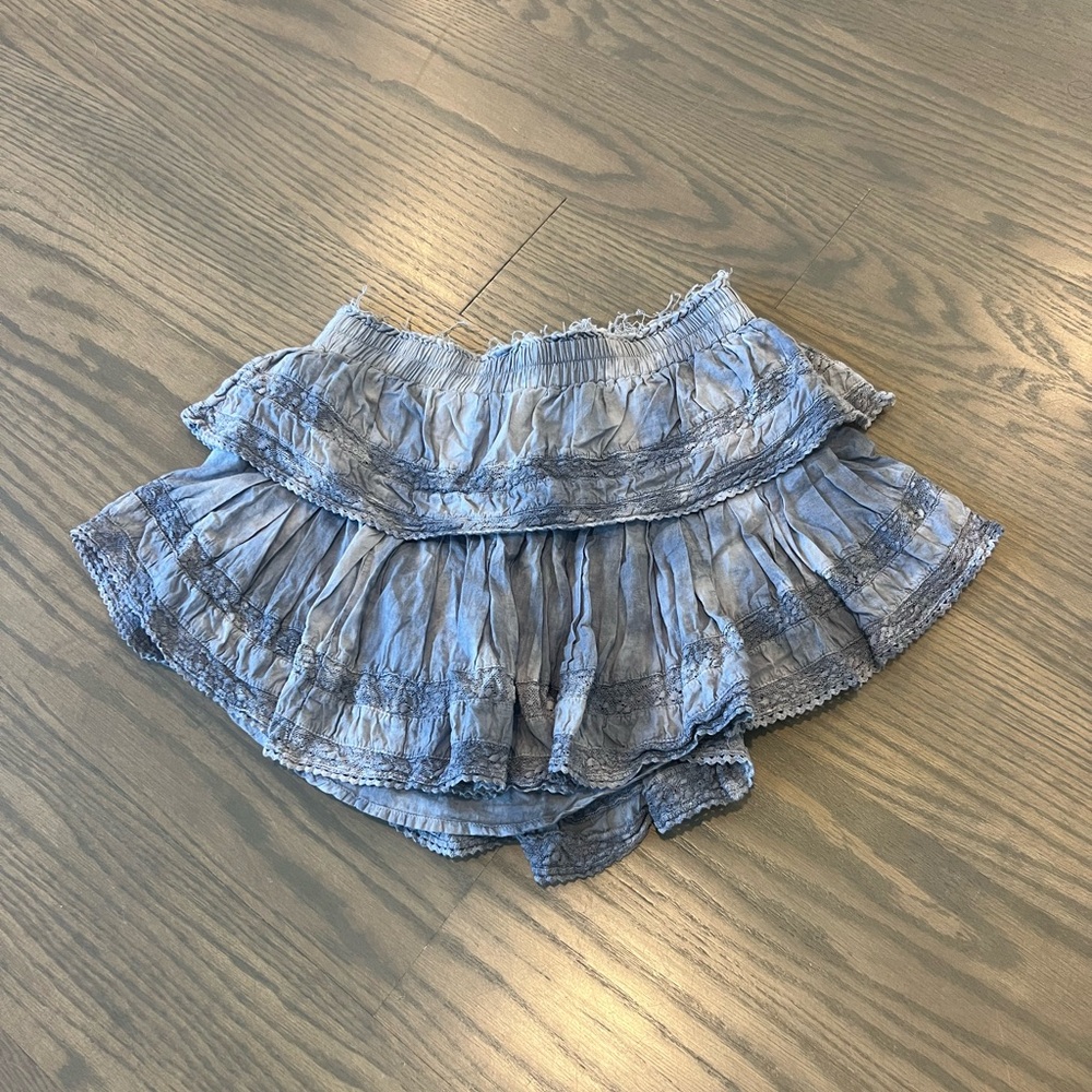 Love Shack Fancy Gray Tiered Ruffle Skirt